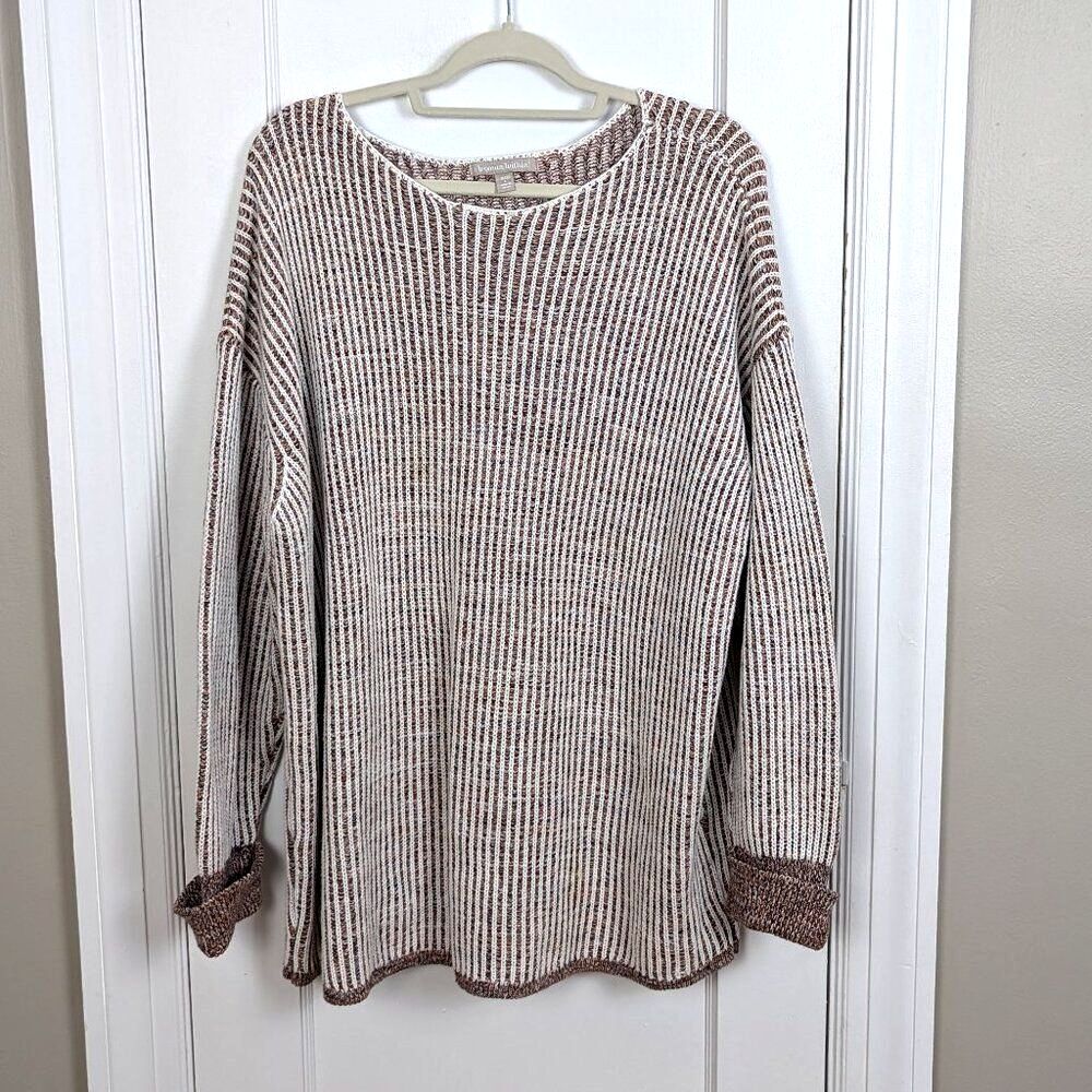 Woman Within | Slouchy Striped Long Sleeve Sweater Size Large